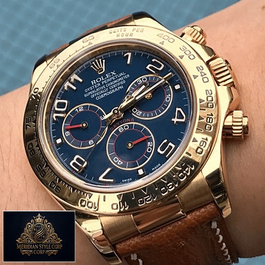 Rolex Daytona Blue Dial 116518 Replica on his arm