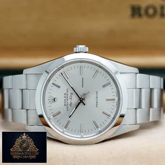 Rolex Air King 5500 Replica Stainless Steel Case Steel Crown Pusher