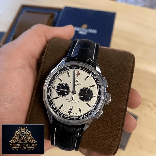 Breitling AB0118221G1P1 White Dial Replica on the hand