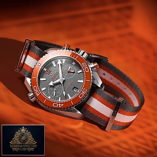 Omega Seamaster Orange Bezel Grey Dial Replica orange background