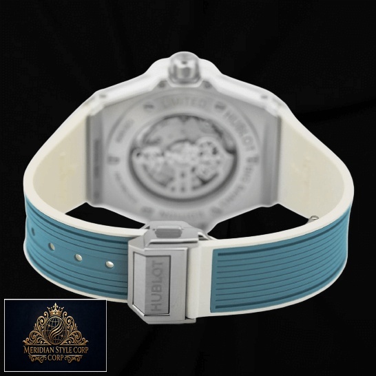 Hublot Big Bang Blue Rubber Bracelet 465_SE_6070_RW_CHM17 Replica black background