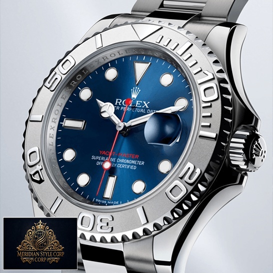 Rolex Yacht Master Blue Dial Steel Platinum Replica white background