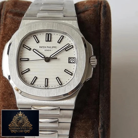 Patek Philippe Geneve Nautilus 57111A-011 White Dial Replica on the stand