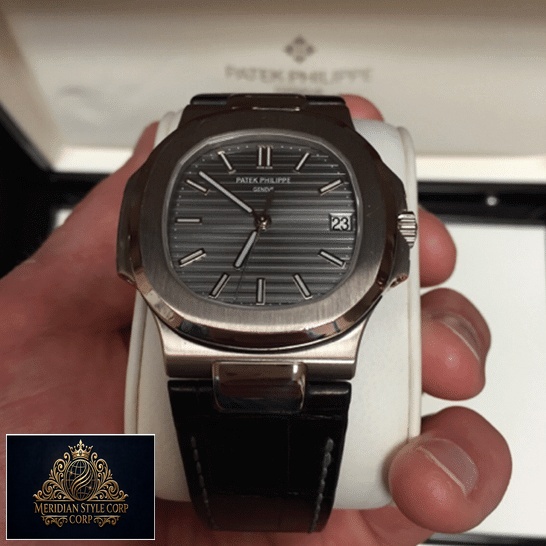 Patek Philippe Nautilus 5711G-001 Leather Black Bracelet Replica in the box