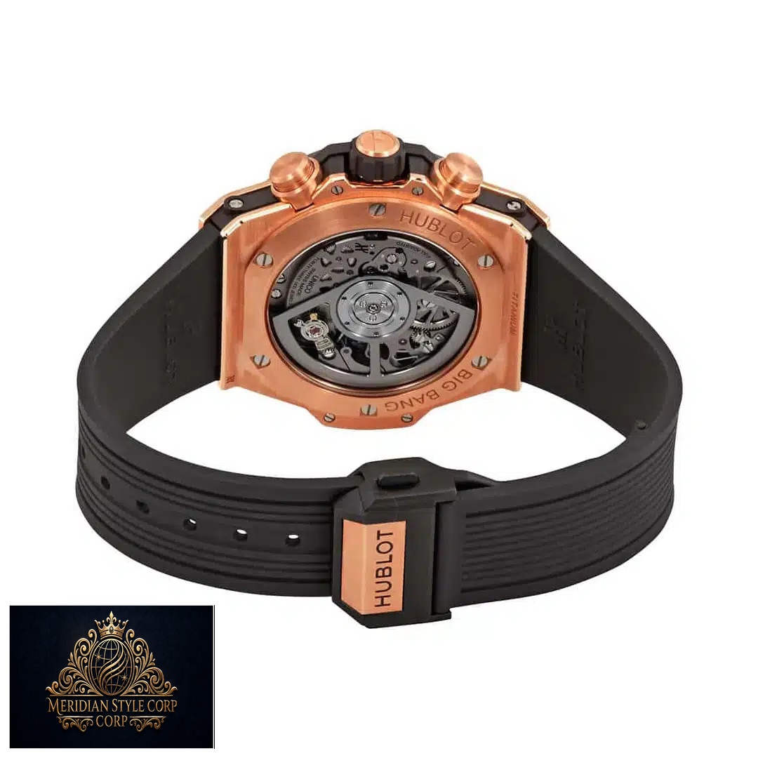 The Hublot Big Bang King Gold 441.OX.1180.RX Black Rubber Bracelet Clasp