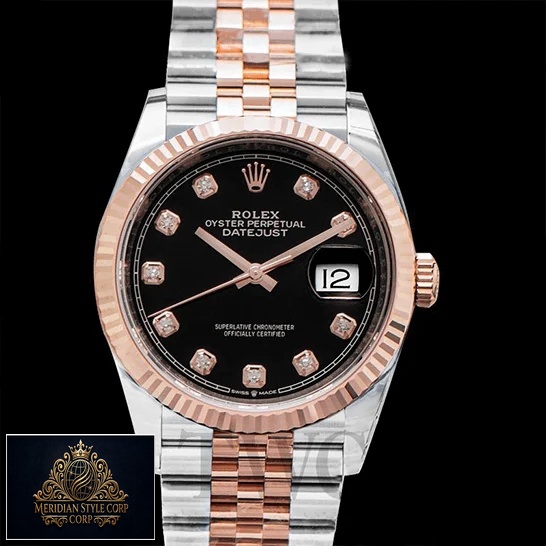 Rolex 126231 Black Dial Diamond Replica black background