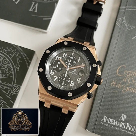 Audemars Piguet Siyah Kadran 25940OK.OO_.D002CA.01 Altın Kasa Replika garanti kartının yanında