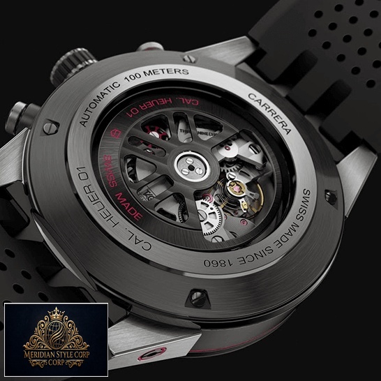 Tag Heuer Cal Heuer 01 Automatıc 100 Meters Black Case Replica black background