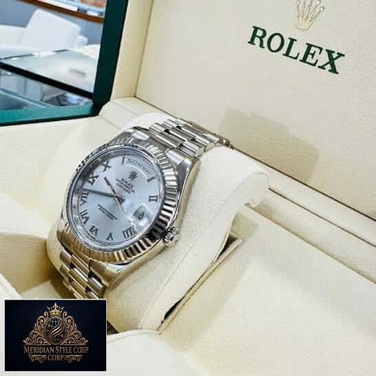 Rolex Day-date II 218239 roman white 41 replica inside the box