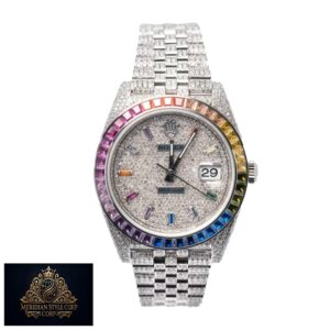 Rolex Datejust 126300 “Iced Out Rainbow” True Clone 1:1