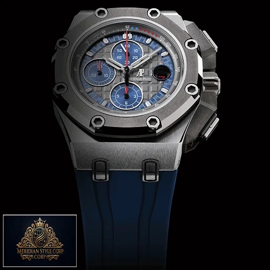 Audemars Piguet Royal Oak Blue Rubber Bracelet Replica front view black background
