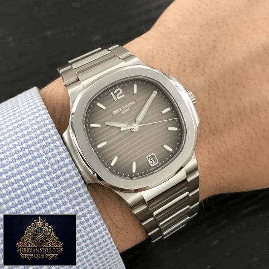 Patek Philippe Nautilus 71181A-011 Grey Dial Stainless Stell Replica on the man wrist