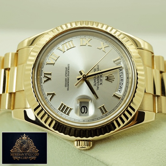 Rolex Day-Date II Collection Gold Silver White Dial 218238 Replica