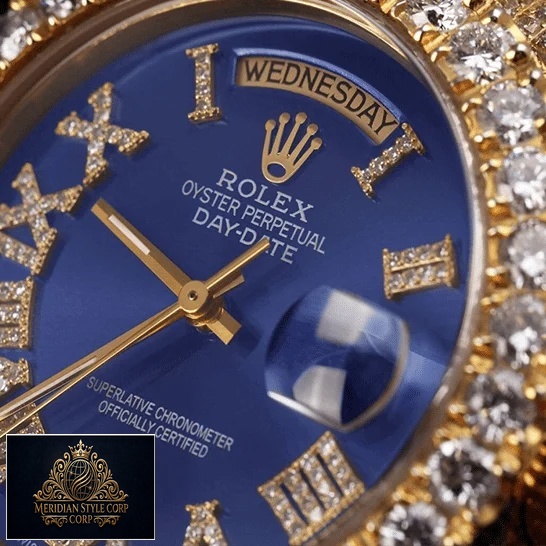 Rolex Day-Date 36 18038 Blue Dial Diamonds Romen Numerial Replica