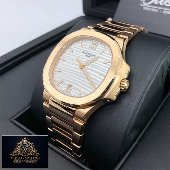 Patek Philippe Rose Gold White Dial Replica in the black box