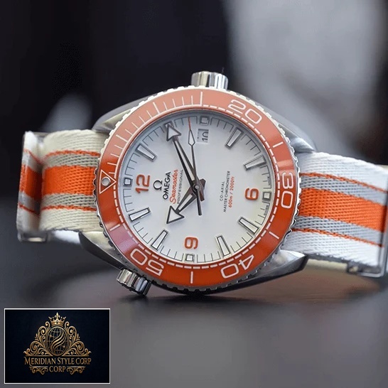 Omega Seamaster Orange Bezel Bracelet Replica side view