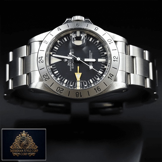 Rolex Explorer II 1655 (Antique) Black Dial WARO025 Oyster Replica Black Background