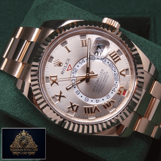 Rolex Sky Dweller Everose Gold Stainless Steel 326935 ın Green Stand