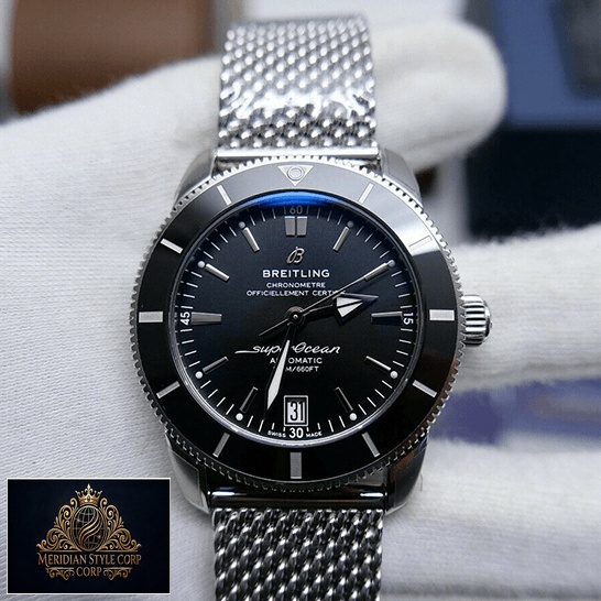 Breitling Superocean Heritage Black Dial Steel Bracelet Replica front view