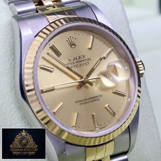 Rolex Datejust 16233 Fluted Bezel Yellow Gold Dial Replica