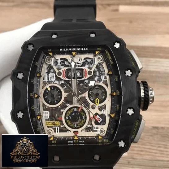 Richard Mille RM11-03 White Dial Black Bezel Bracelet Replica on the hand