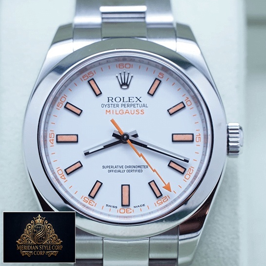 Rolex Milgauss 116400 Stainless Steel Case White Dial Orange Stick Replica