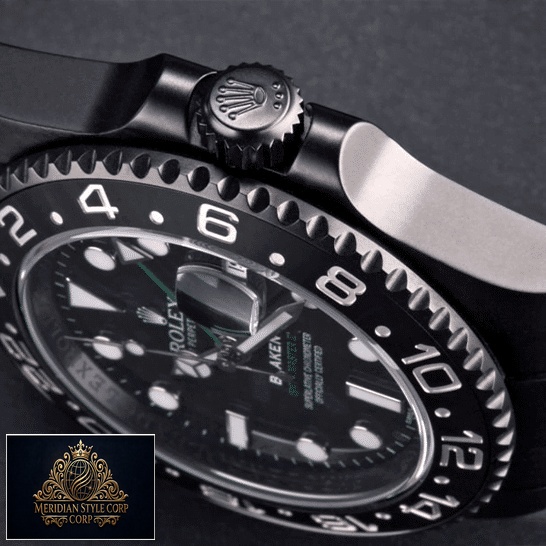 Rolex Blaken GMT-Master II 116710 Black Case Replica Right side Crown Pusher