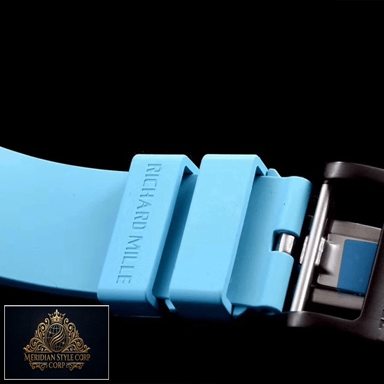 Richard Mille RM055 Blue Rubber Bracelet Replica black background