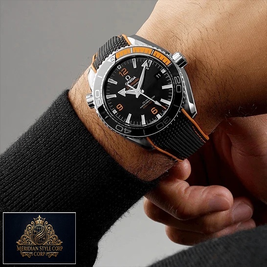 Omega Seamaster Planet Ocean Black Dial Replica on the man wrist