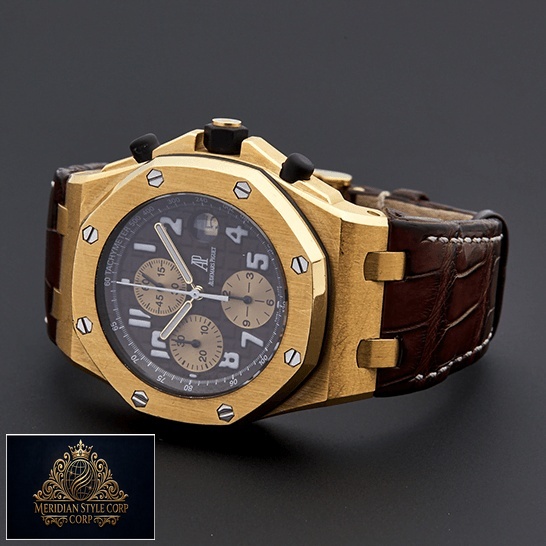 Audemars Piguet Royal Oak Leather Brown Bracelet Replica grey background