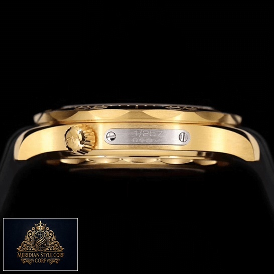 Omega Seamaster Gold Case 1/257 Replica side view black background