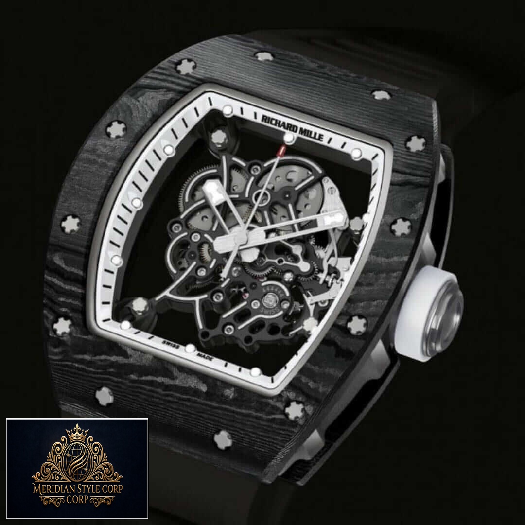 Richard Mille White Dial Black Bezel Replica black background