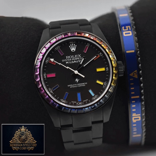 Rolex Milgauss Black Venom 116400 Rainbow Stick Dot Black Case Replica
