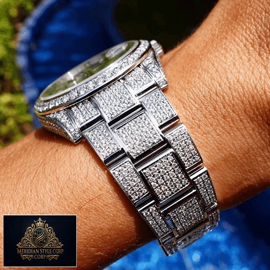 Rolex Datejust 126300 Diamond Custom Bracelet Replica on his arm