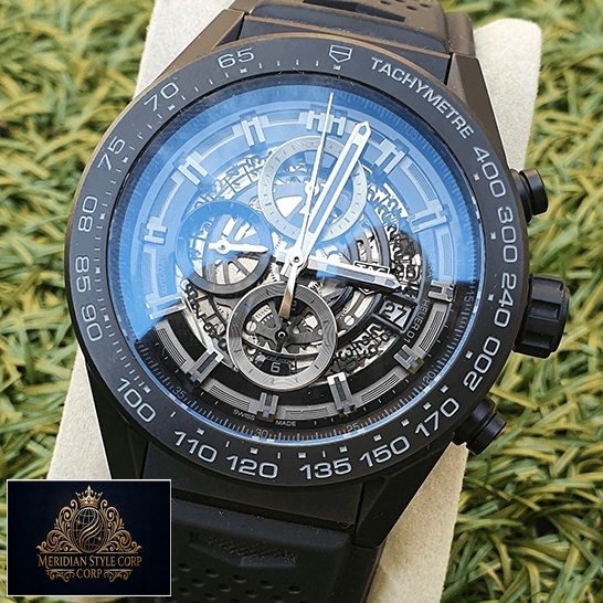 Tag Heuer Caliber Heuer 01 tachymetre Black Dial Replica grass background