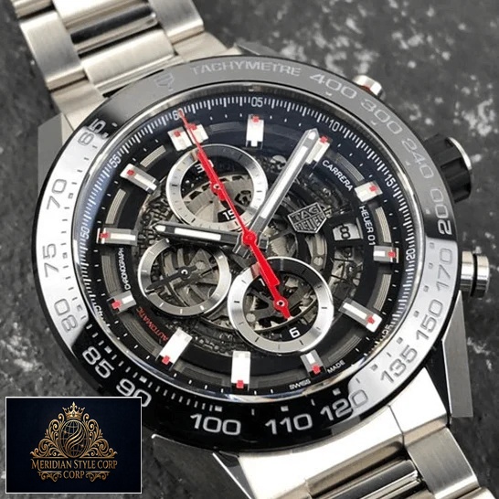 Tag Heuer Carrera Calibre Heuer 01 Black Dial Replica black background