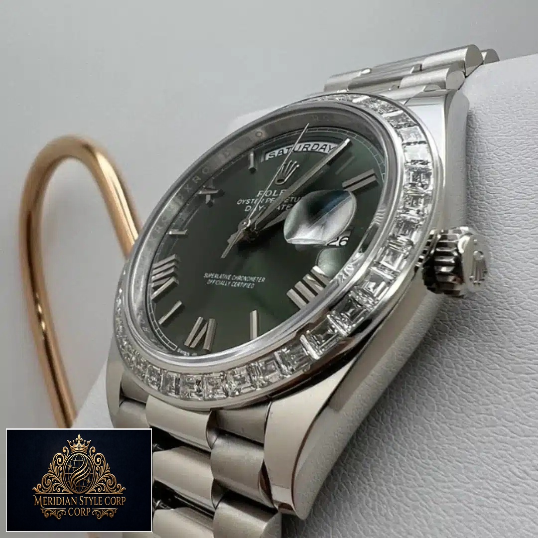 Rolex Day Date 228349RBR Replica Right Side Stainless Steel Crown Pusher