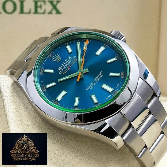 Rolex Milgauss 116400GV-0002 Green Sapphire Crystal and Blue Dial Oyster Replica in the Rolex Box