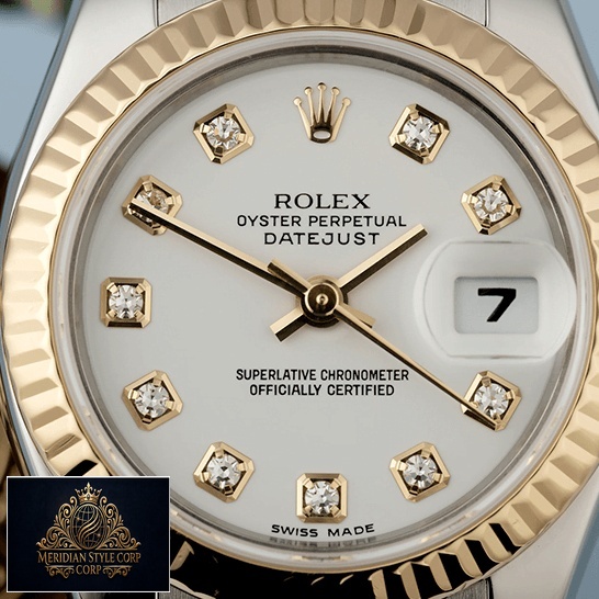 Rolex Datejust Diamond White Dial Replica close analog view
