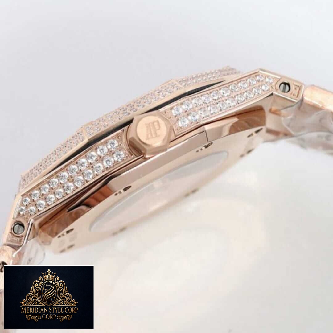 Audemars Piguet Royal Oak AP160SF296 "Iced Out Rose Gold" Top Grade Replica Yeni Proje 3 27