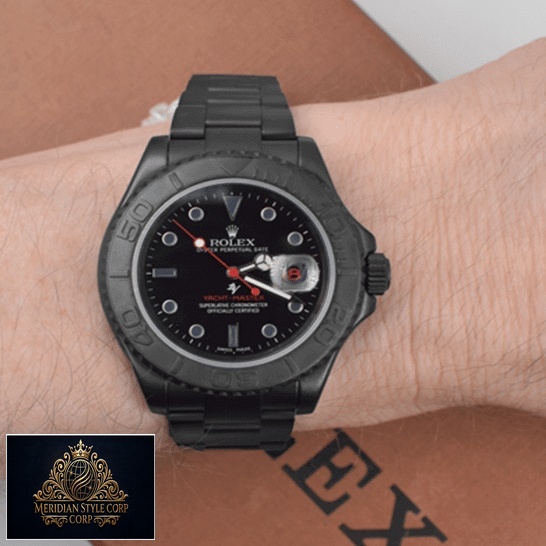 Rolex Yacht Master Triple Red Titan Black Replica on the wrist