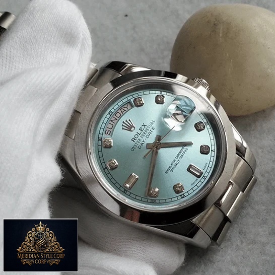 Rolex Day-Date II 218206-0009 Ice Blue Dial Diamond Indices Replica