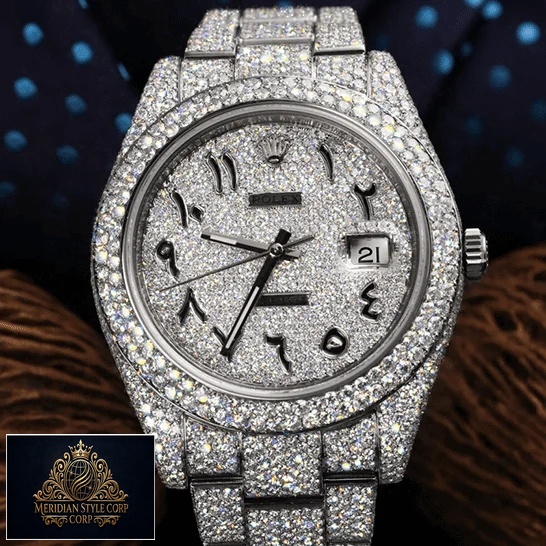 Rolex Datejust 116300 Arabic Numerial Dial Iced Out Replica