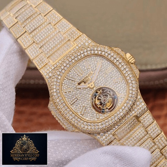 Patek Philippe Tourbillion Diamond Dial Replica on the hand