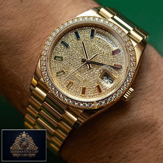 Rolex Day-Date 128348RBR "Pave Diamond Dial" Perfect Duplicate Edition