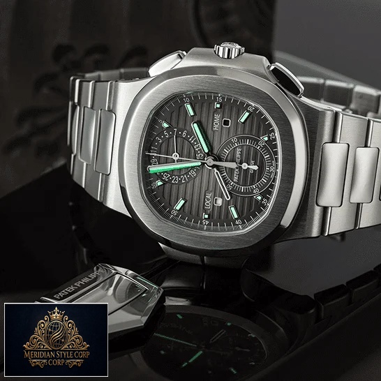 Patek Philippe Geneve Black Dial Steel Case Replica dial phosphor