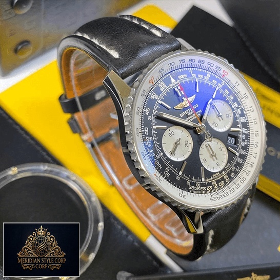 Breitling Navitimer Black Chronograph Black Dial Replica on the stand