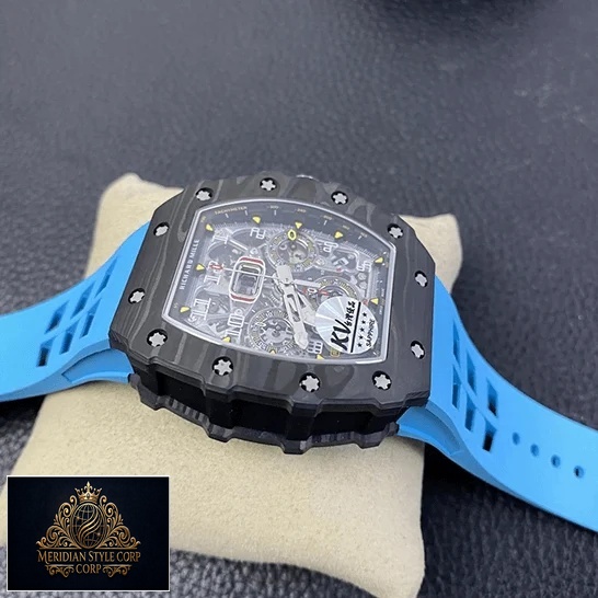 Richard Mille RM01103 Black Bezel Blue Bracelet Replica on the hand