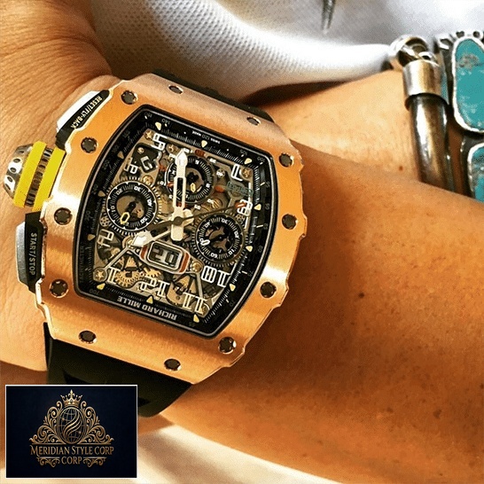 Richard Mille RM01103 Rose Gold Flybac Replica on the wrist