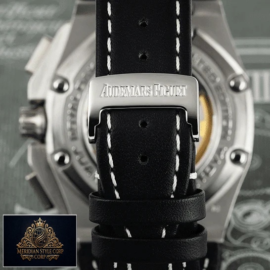 Audemars Piguet Black Calf Leather Bracelet Replica upside view